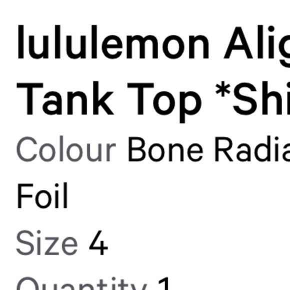 Lululemon Align Ribbed Tank Top - shine - Picture 2 of 3